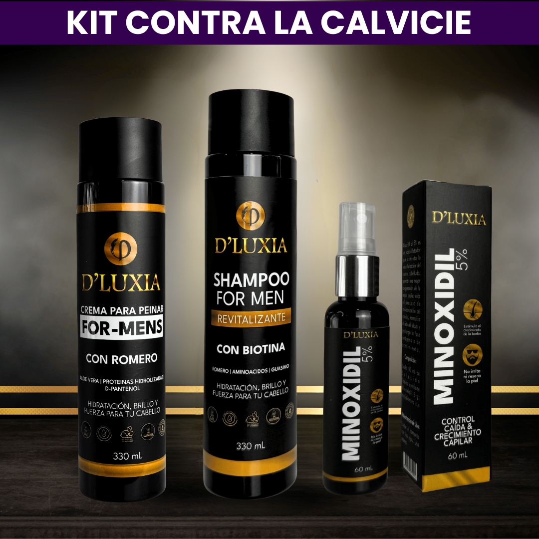 Kit anticalvicie - Tonico Minoxidil + Shampoo Revitalizante + Crema para Peinar